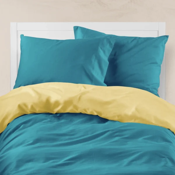 Παπλωματοθήκη Μονόχρωμη Solid Υπέρδιπλη - 220 x 240 cm - Πετρόλ-Κίτρινο - Borea