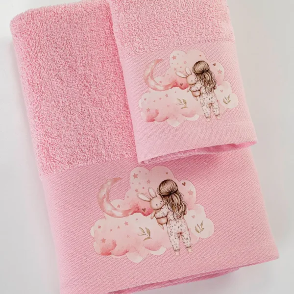 Πετσέτες Σετ 2ΤΜΧ Goodnight Ροζ - 70 x 120 / 30 x 50 cm - Ροζ - Borea