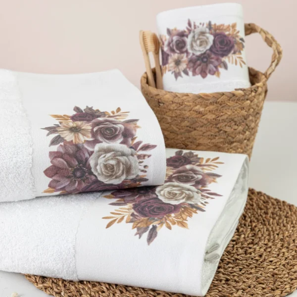 Πετσέτες Σετ 2ΤΜΧ Gerbera - 50 x 90 / 30 x 50 cm - Λευκό - Borea