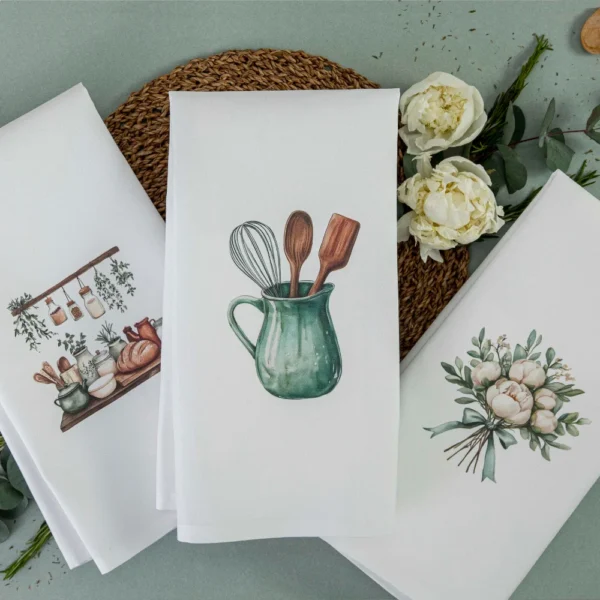 Ποτηρόπανα Κουζίνας Basilico Σετ 3ΤΜΧ - (3) 50 x 70 cm - Λευκό - Borea